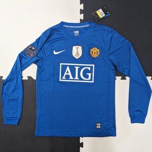 Ronaldo #7 Manchester United 2008/09 UCL Blue Away Nike Longsleeve Jersey